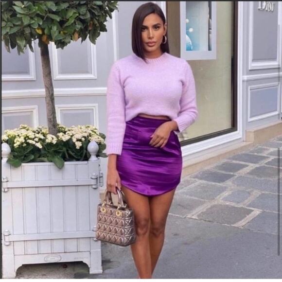 Zara Purple Satin Effect Mini Skirt Size Small - Picture 16 of 16
